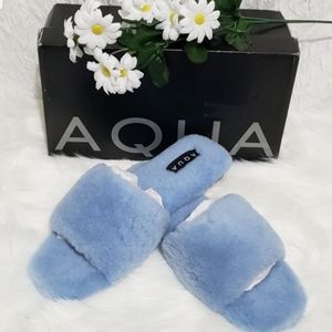 🌛AQUA Women's Snowy Shearling Slippers - Light Blue🌜